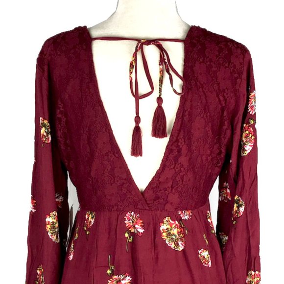 altar'd state Burgundy Floral Long Sleeve Dress - Picture 6 of 8